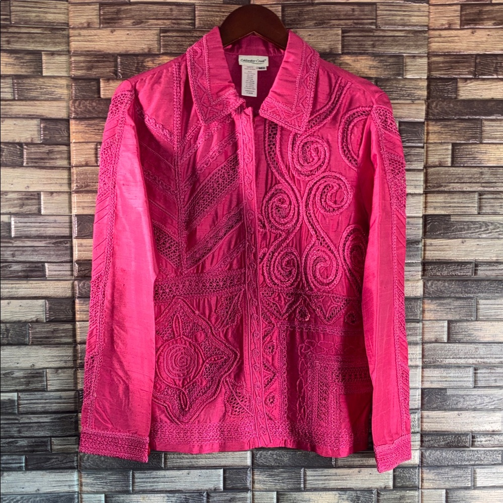 Vintage Coldwater Creek Women's Fuchsia Embroidered Blazer Medium